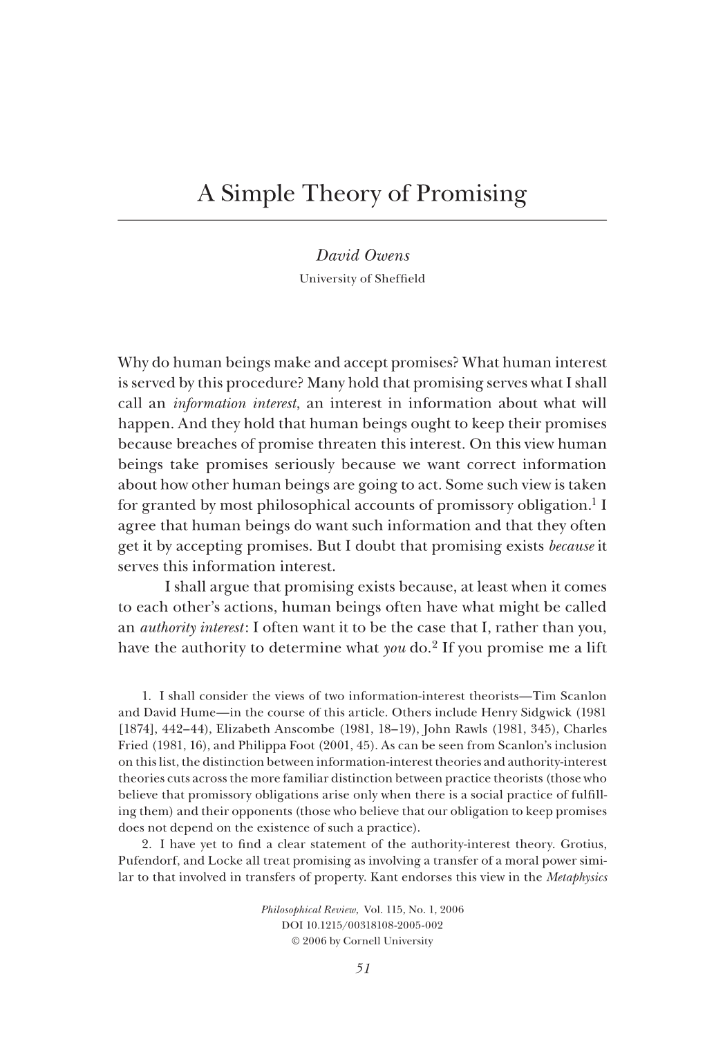 A Simple Theory of Promising