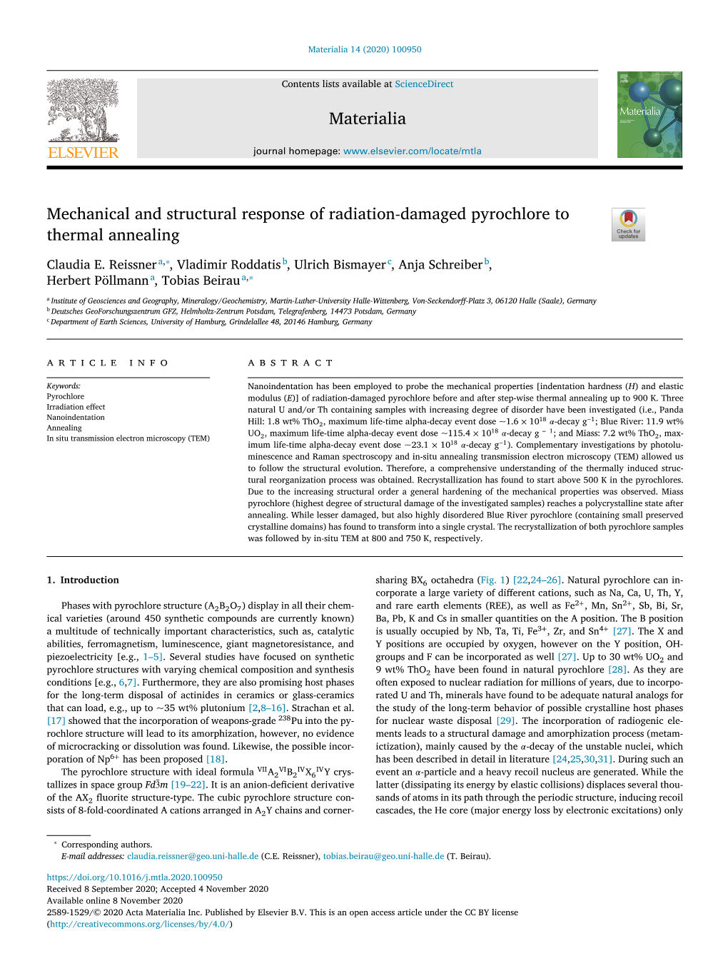 Mechanical and Structural Response of Radiation-Damaged Pyrochlore to Thermal Annealing