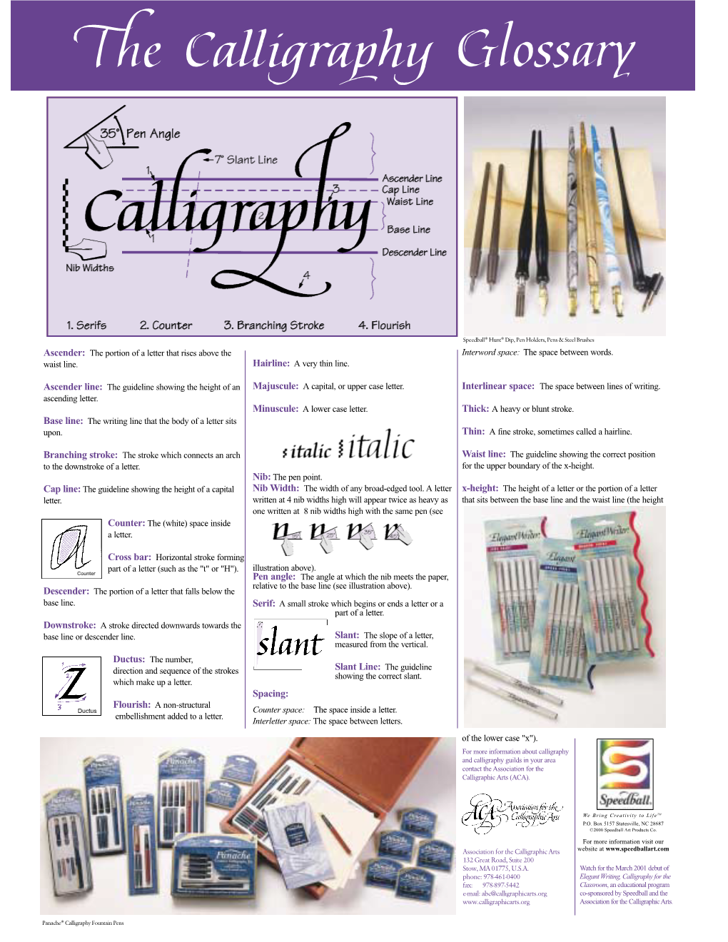 Speedball Calligraphy Glossary