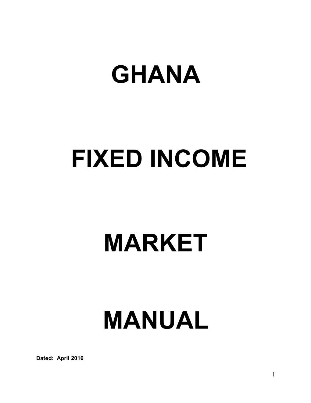 Ghana Fixed Income Market Manual