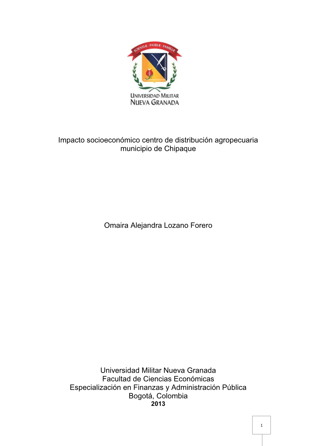 Impacto Socioeconómico Centro De Distribución Agropecuaria Municipio De Chipaque