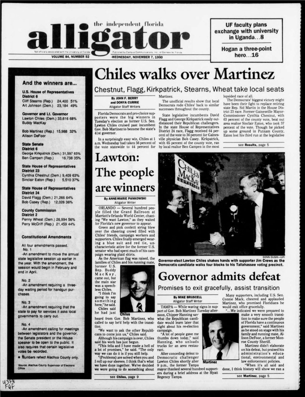Chiles Walks Over Martinez Chestnut, Flagg, Kirkpatrick, Stearns, Wheat Take Local Seats Martmet