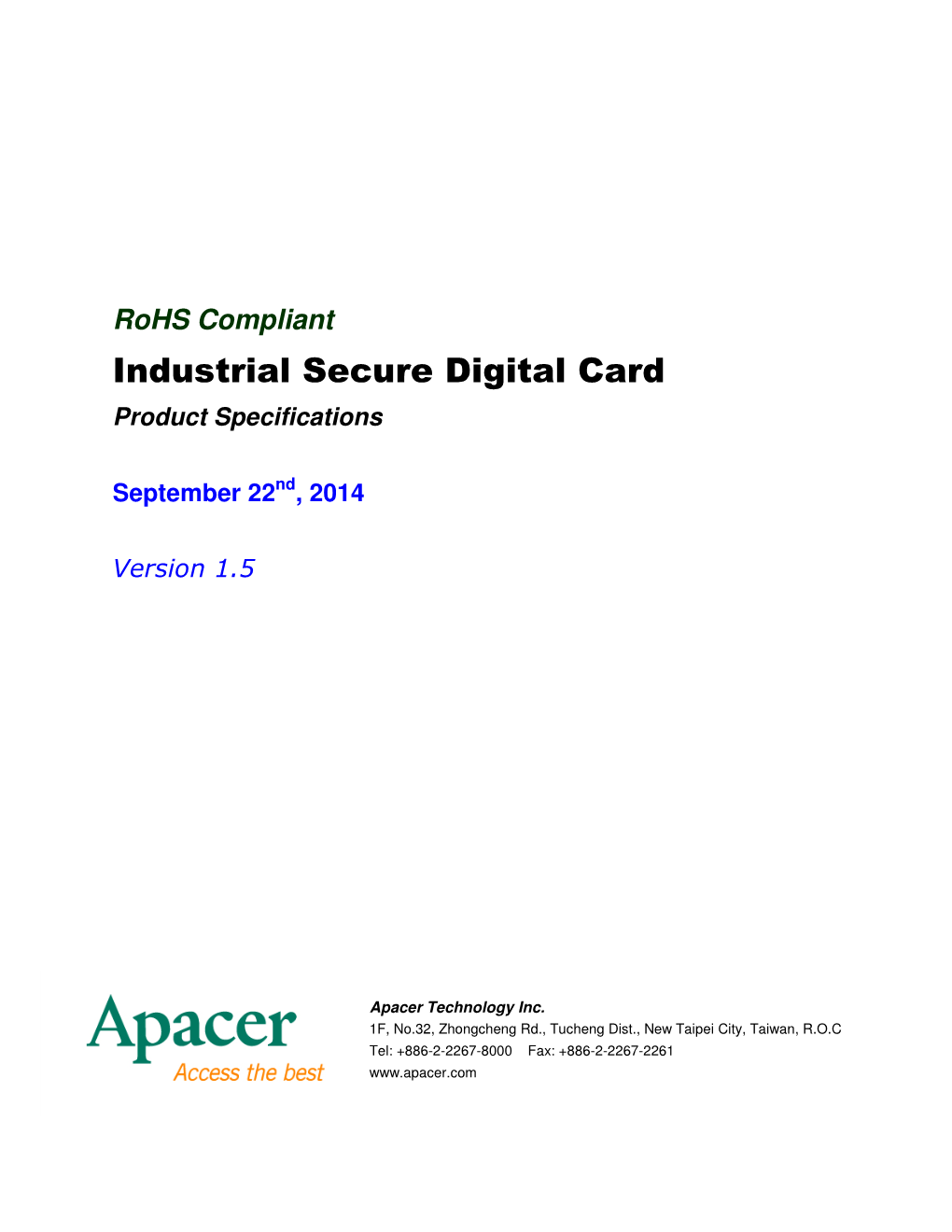 Industrial Secure Digital Card