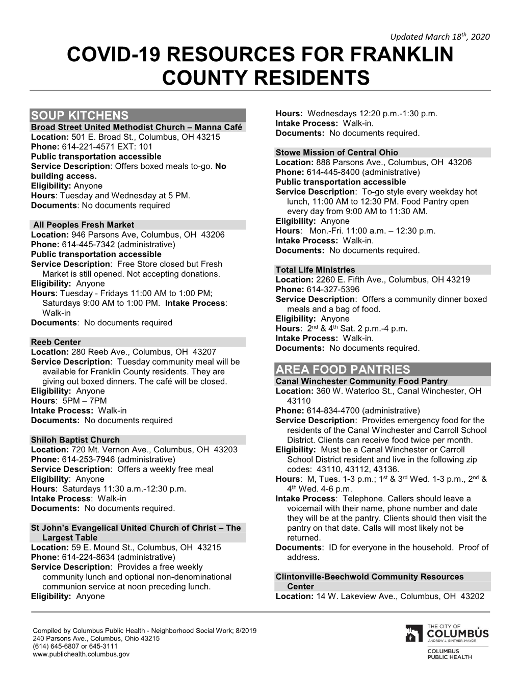 Covid-19 Resources for Franklin County Residents