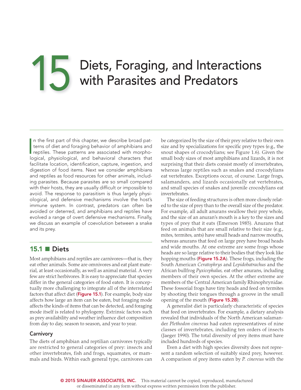 15Diets, Foraging, and Interactions with Parasites and Predators