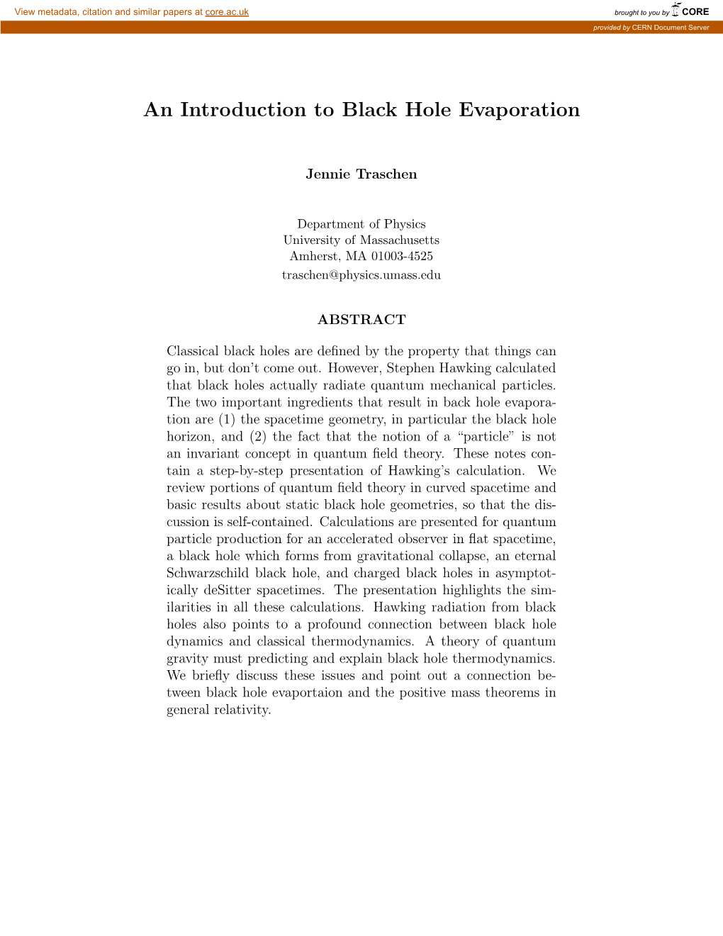 An Introduction to Black Hole Evaporation