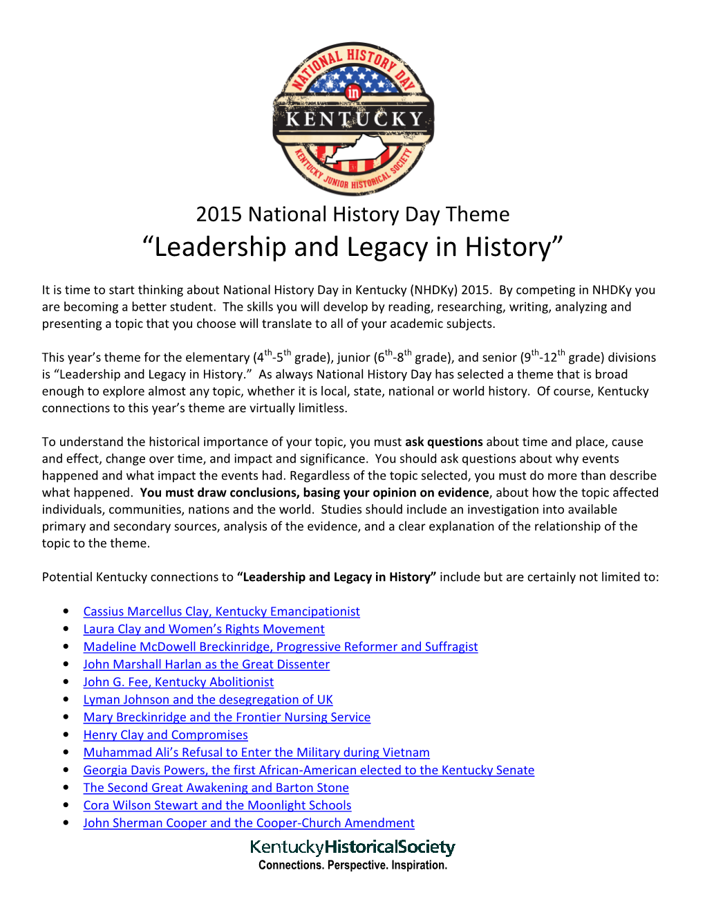 “Leadership and Legacy Leadership and Legacy in History Acy in History”