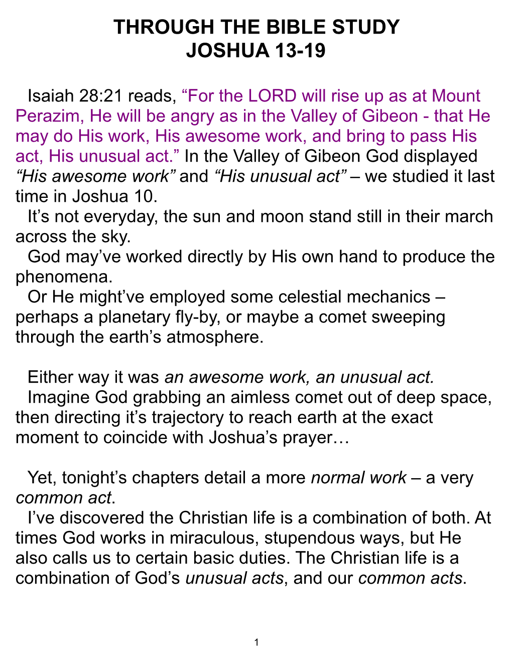 Through the Bible Study Joshua 13-19