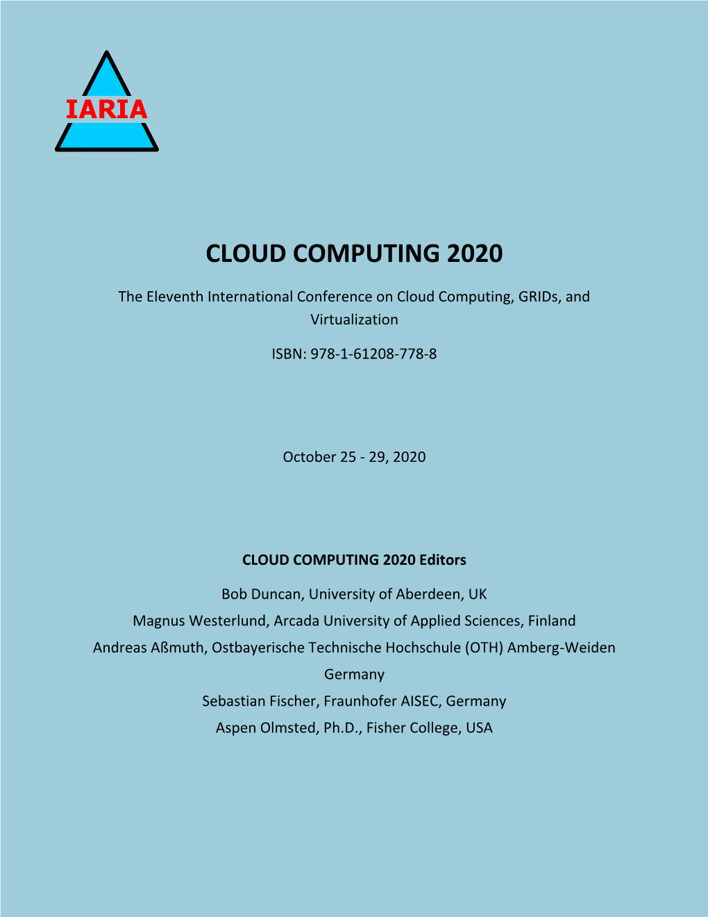 CLOUD COMPUTING 2020 Full Proceedings