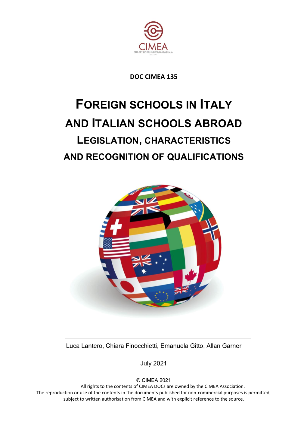 Foreign Schools in Italy and Italian Schools Abroad Legislation, Characteristics and Recognition of Qualifications