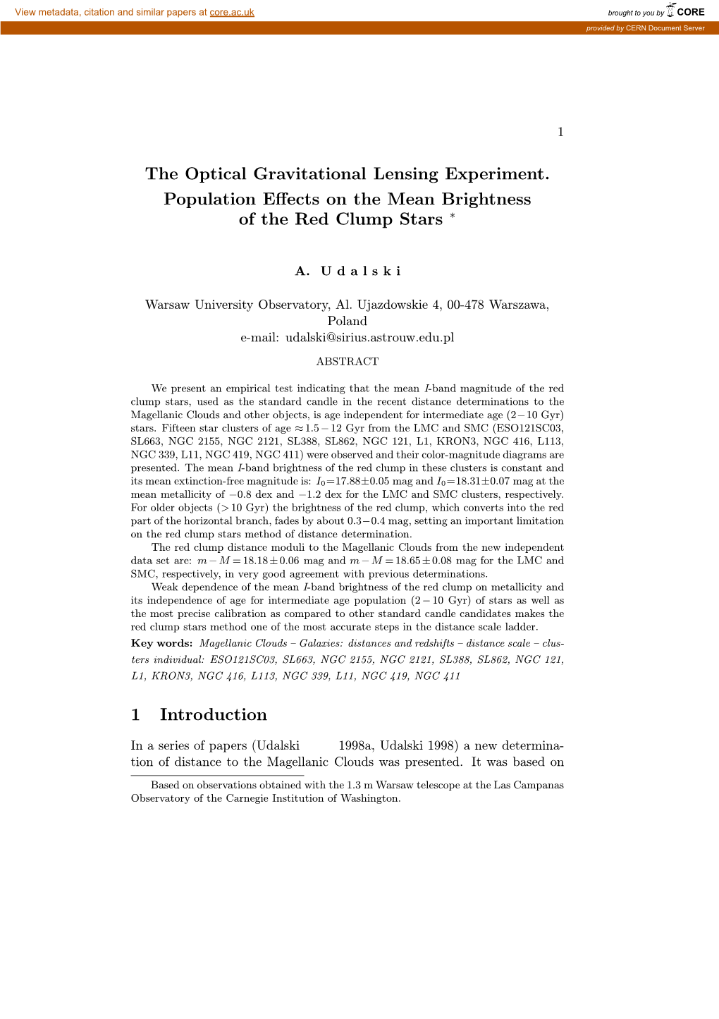 The Optical Gravitational Lensing Experiment. Population Effects On