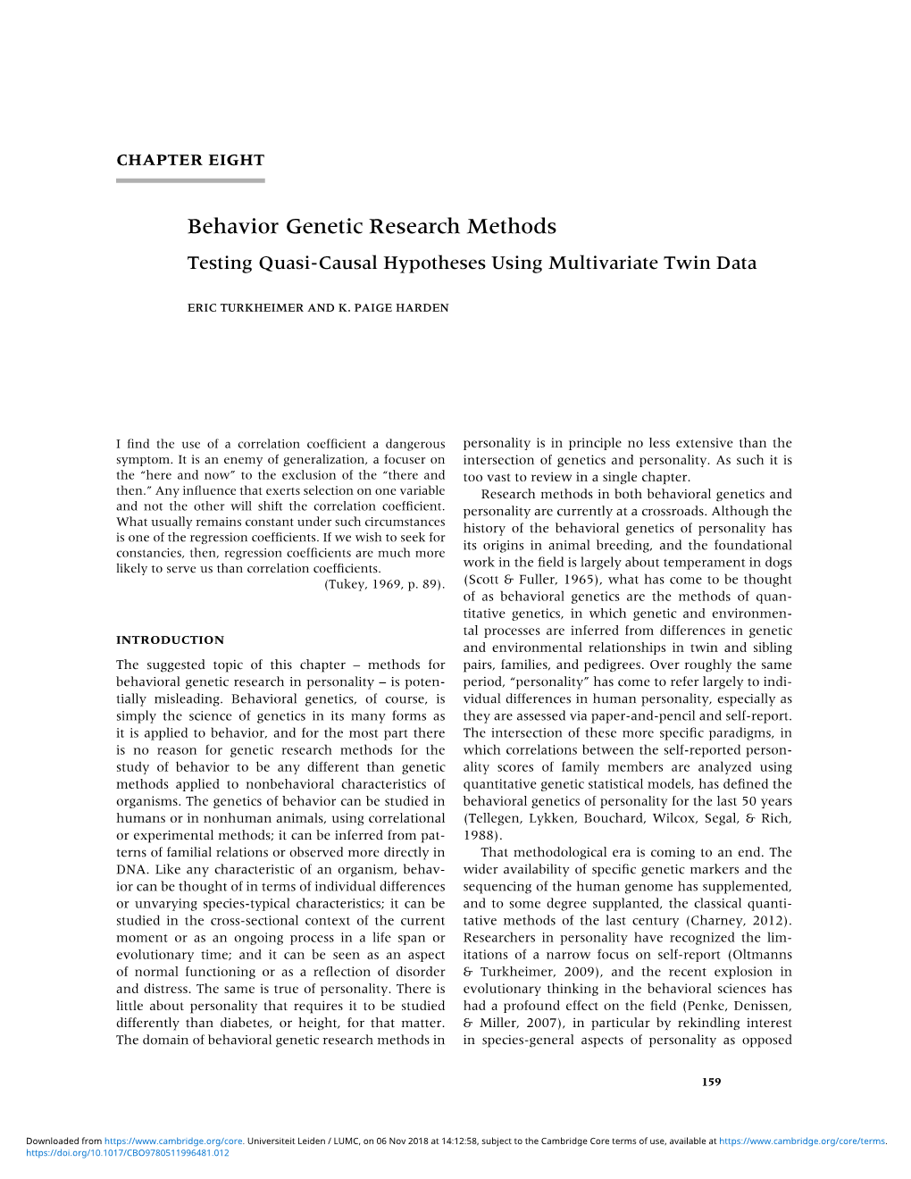 Behavior Genetic Research Methods: Testing Quasi-Causal Hypotheses