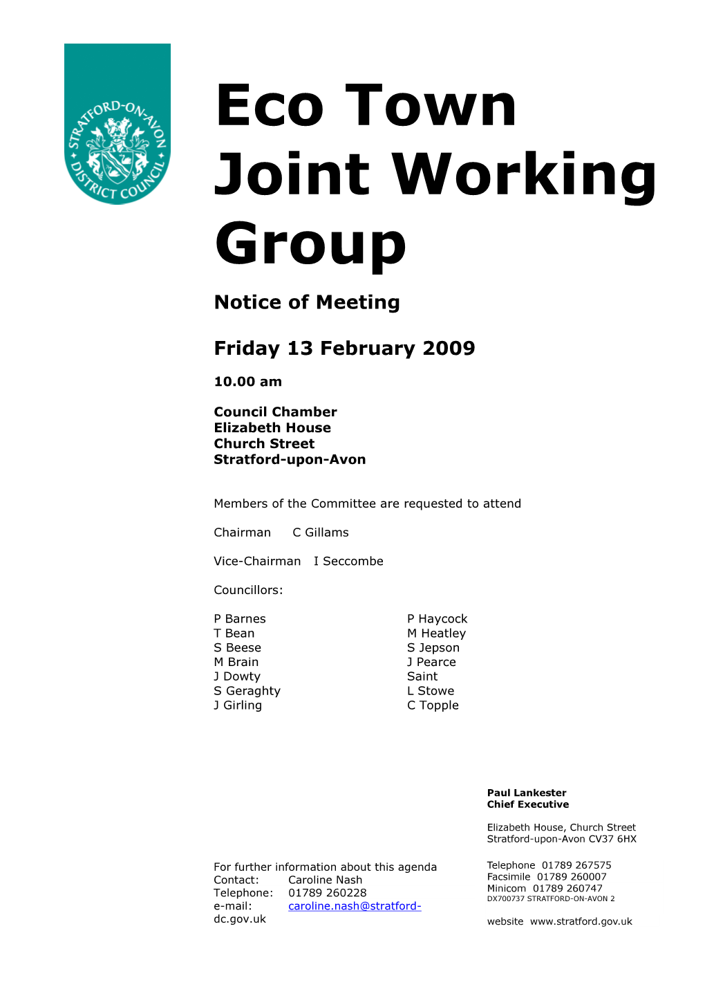 Eco Town Joint Working Group