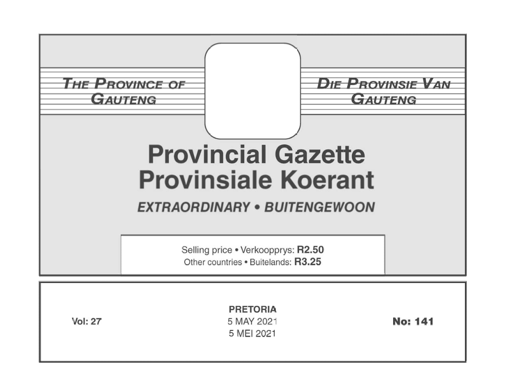 Provincial Gazette Provinsiale Koerant EXTRAORDINARY • BUITENGEWOON