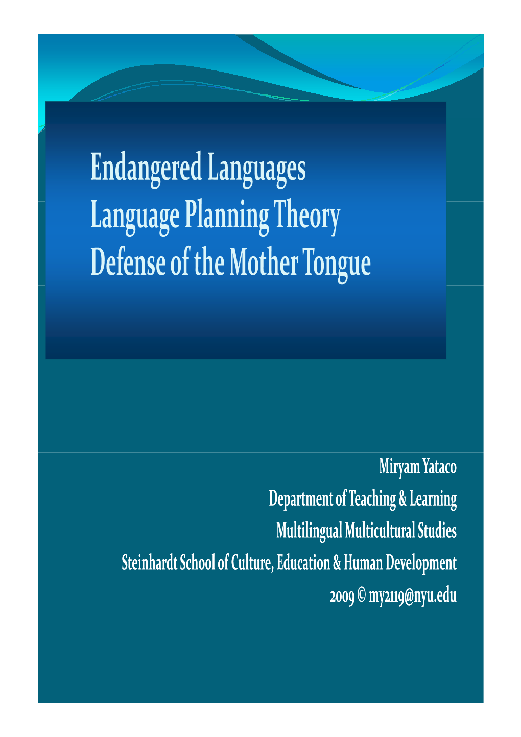 Endangered Languages L Pl I Th Language Planning Theory