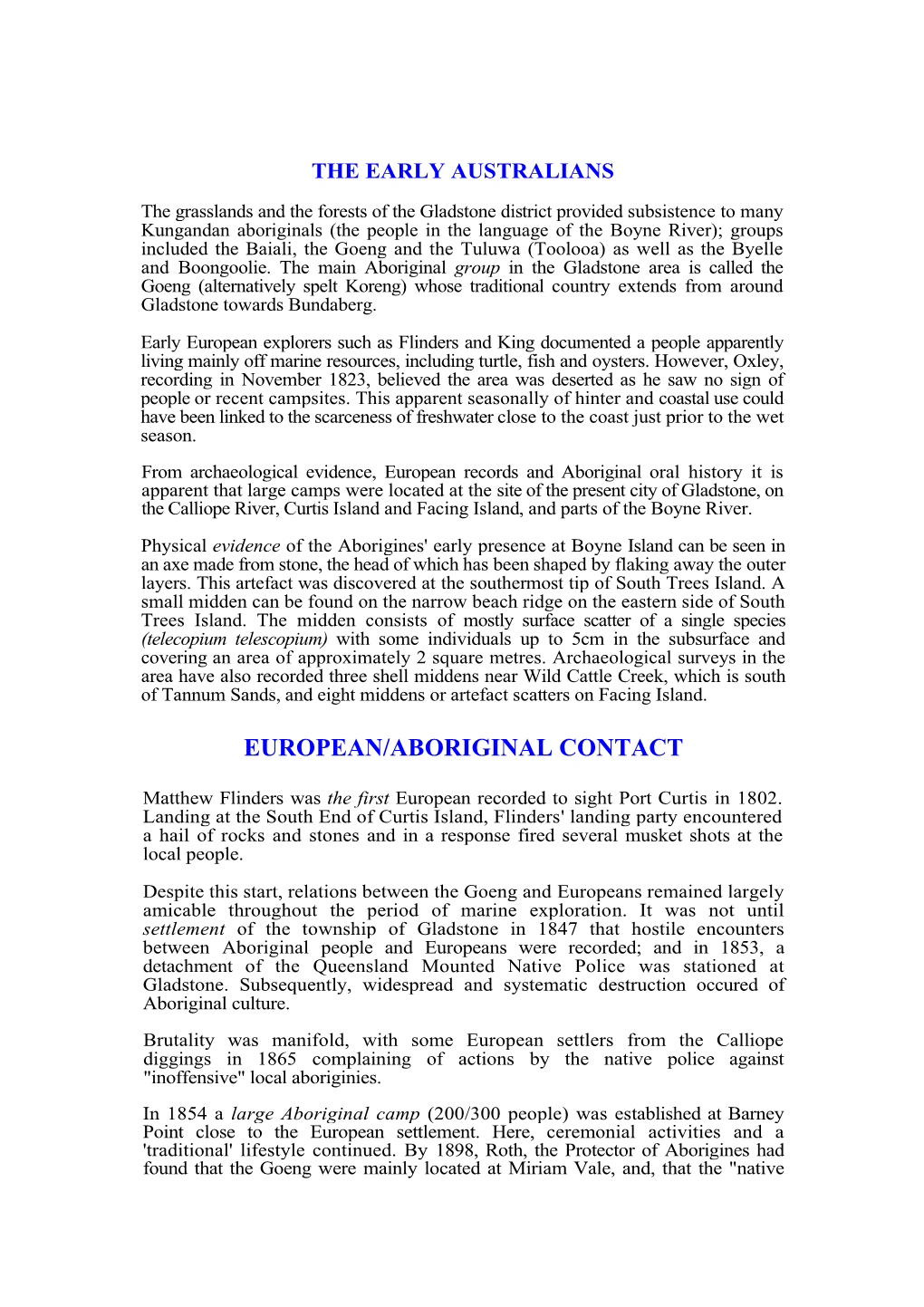 European/Aboriginal Contact