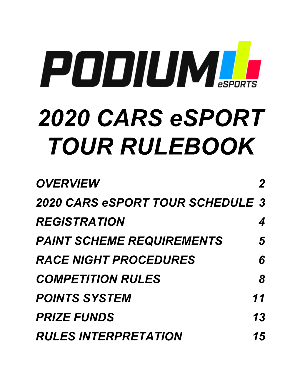 2020 CARS Esport TOUR RULEBOOK