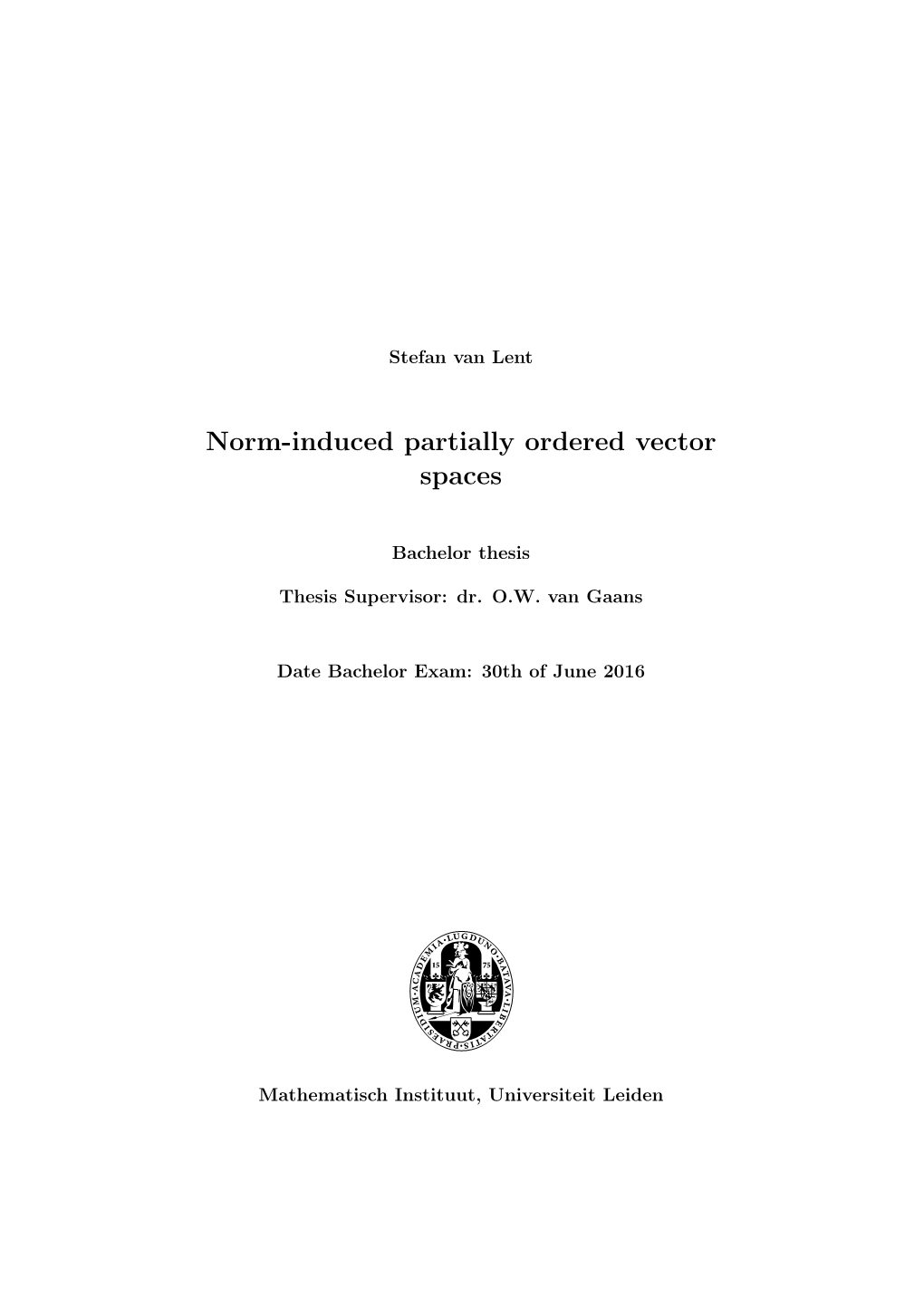 Norm-Induced Partially Ordered Vector Spaces