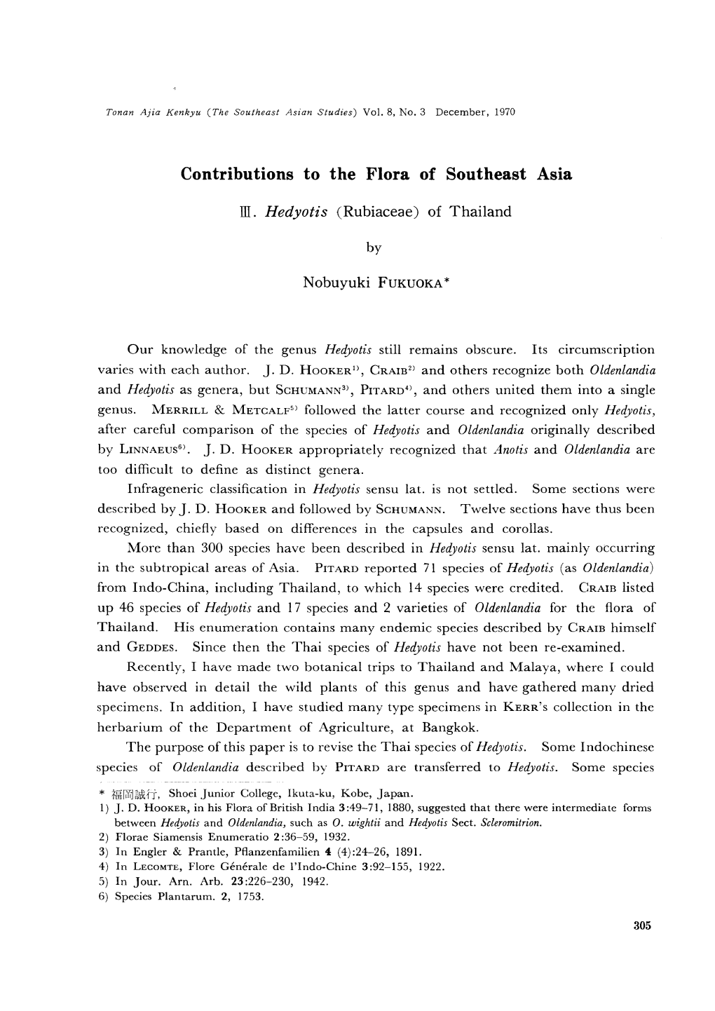 Contributions to the Flora of Southeast Asia