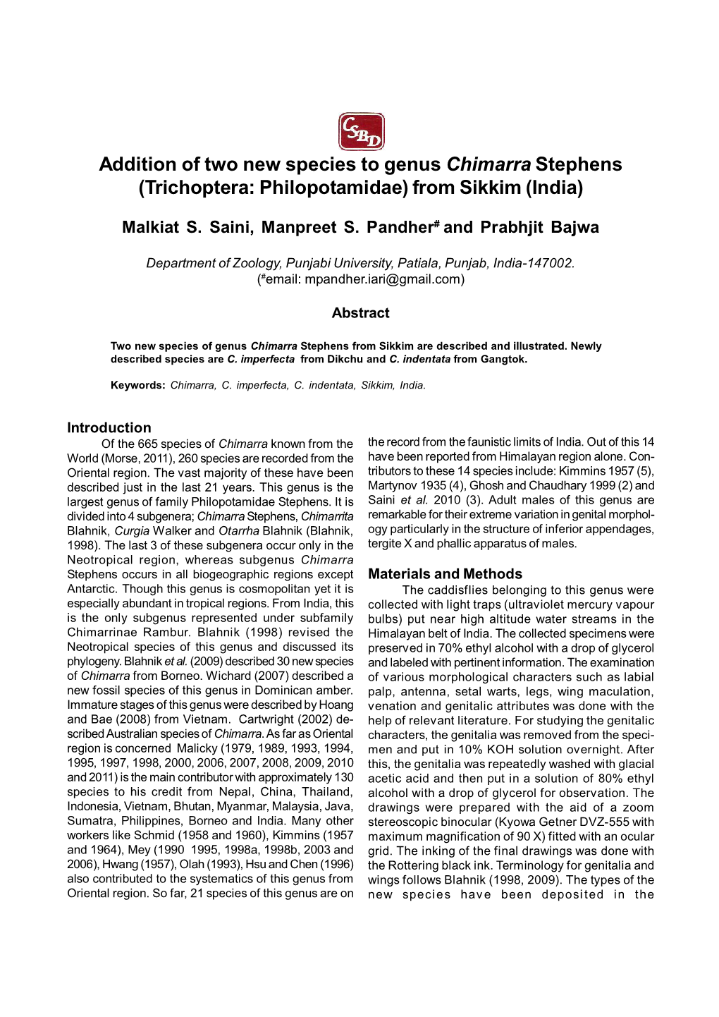 Trichoptera: Philopotamidae) from Sikkim (India)