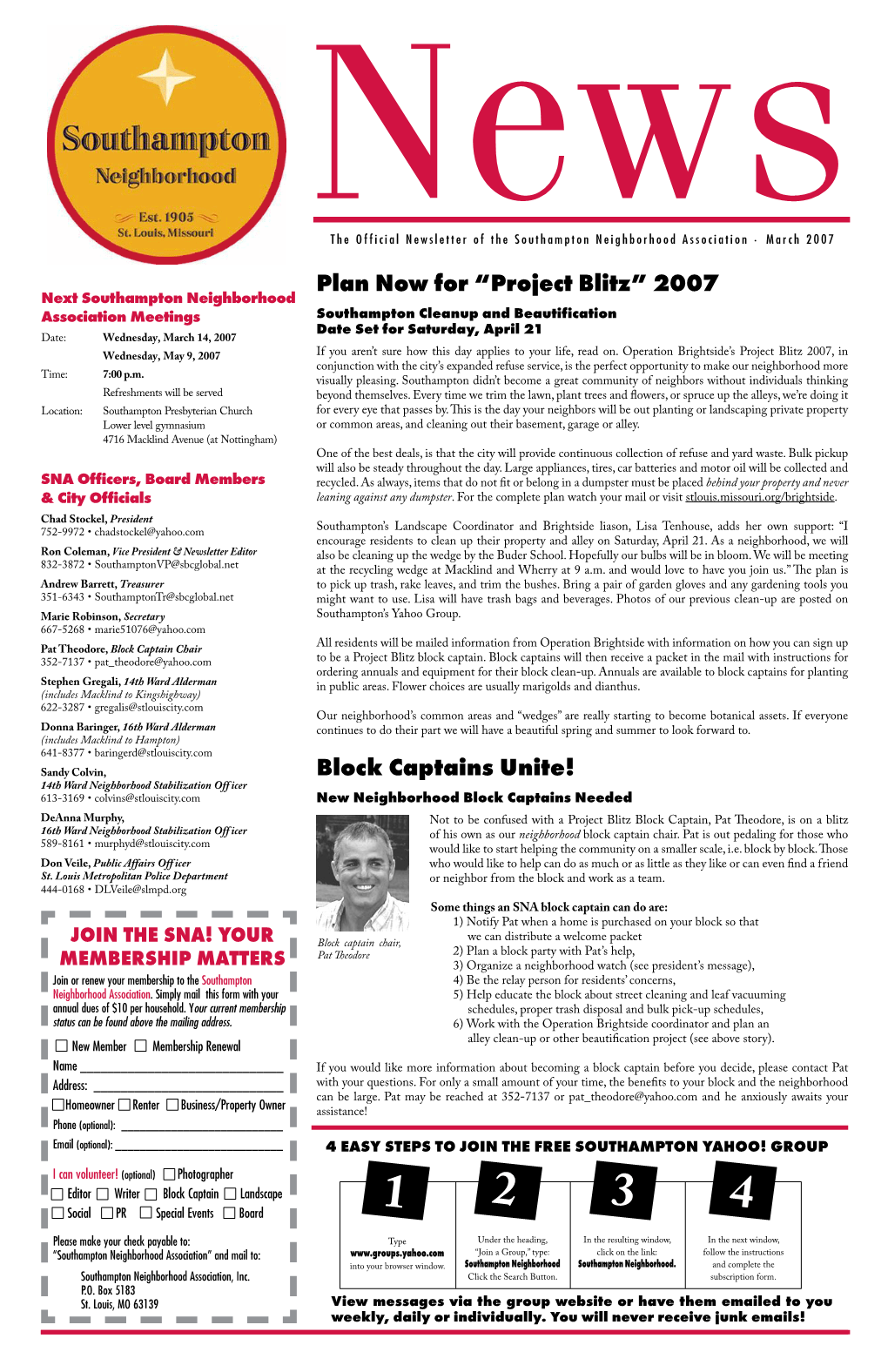 Plan Now for “Project Blitz” 2007 Block Captains Unite!