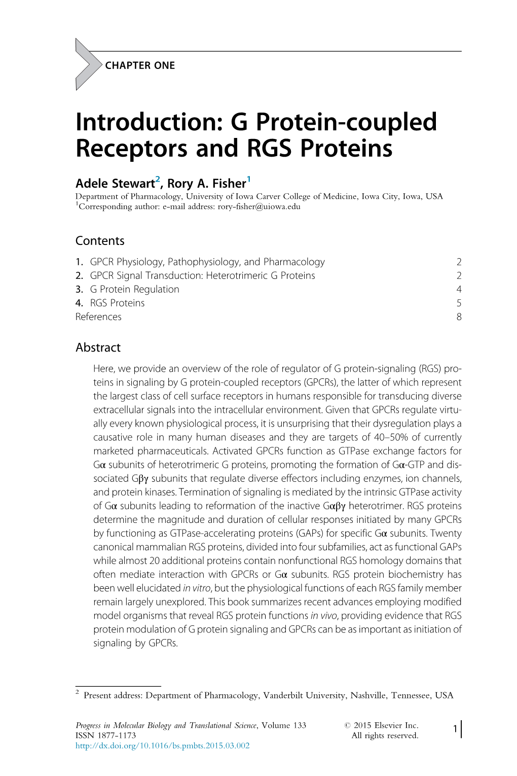 G Protein-Coupled Receptors and RGS Proteins