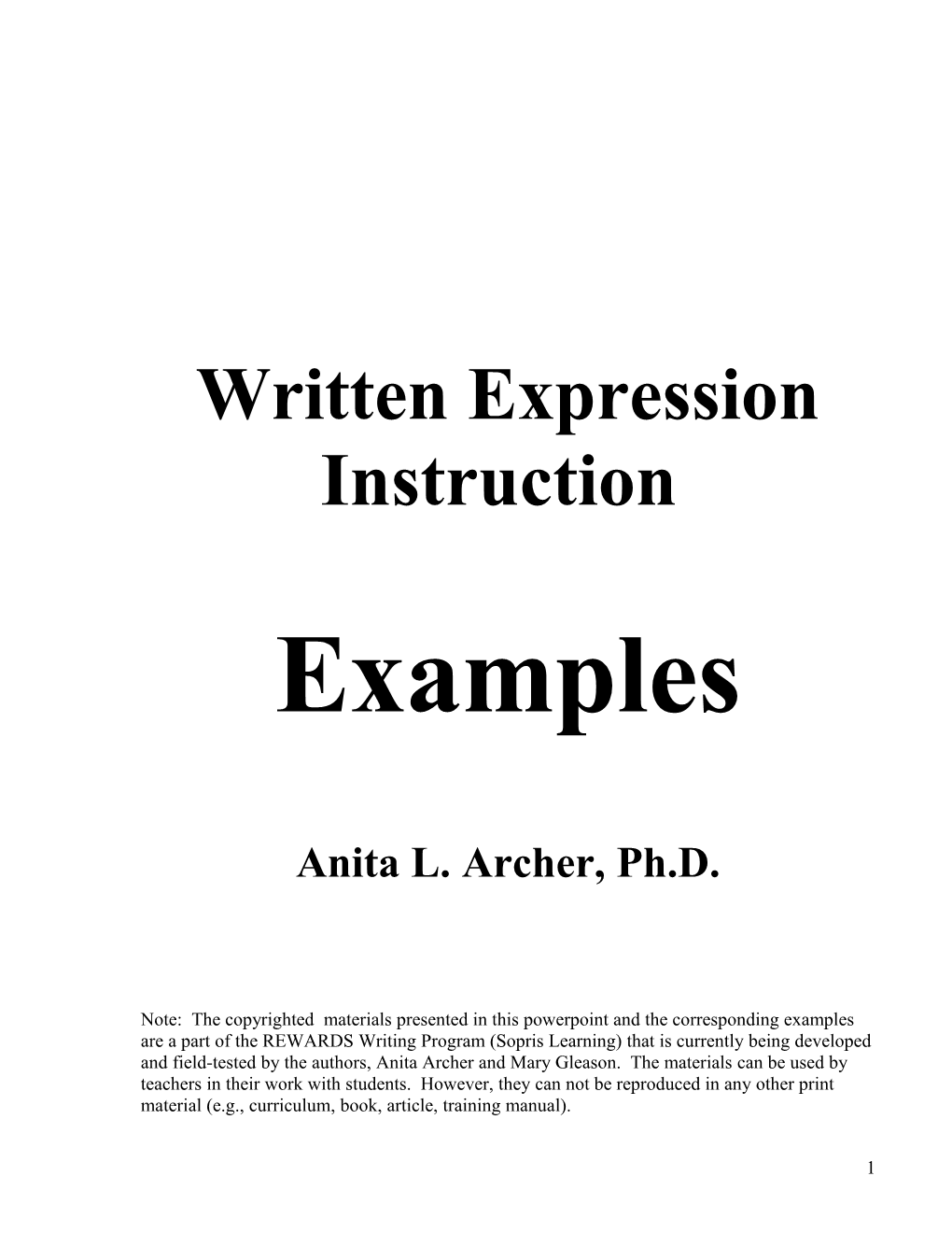 Written Expression Instruction