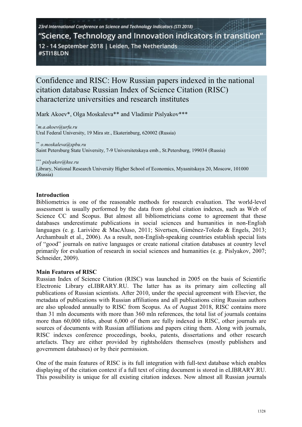 How Russian Papers Indexed in the National Citation Database Russian Index of Science Citation (RISC) Characterize Universities and Research Institutes