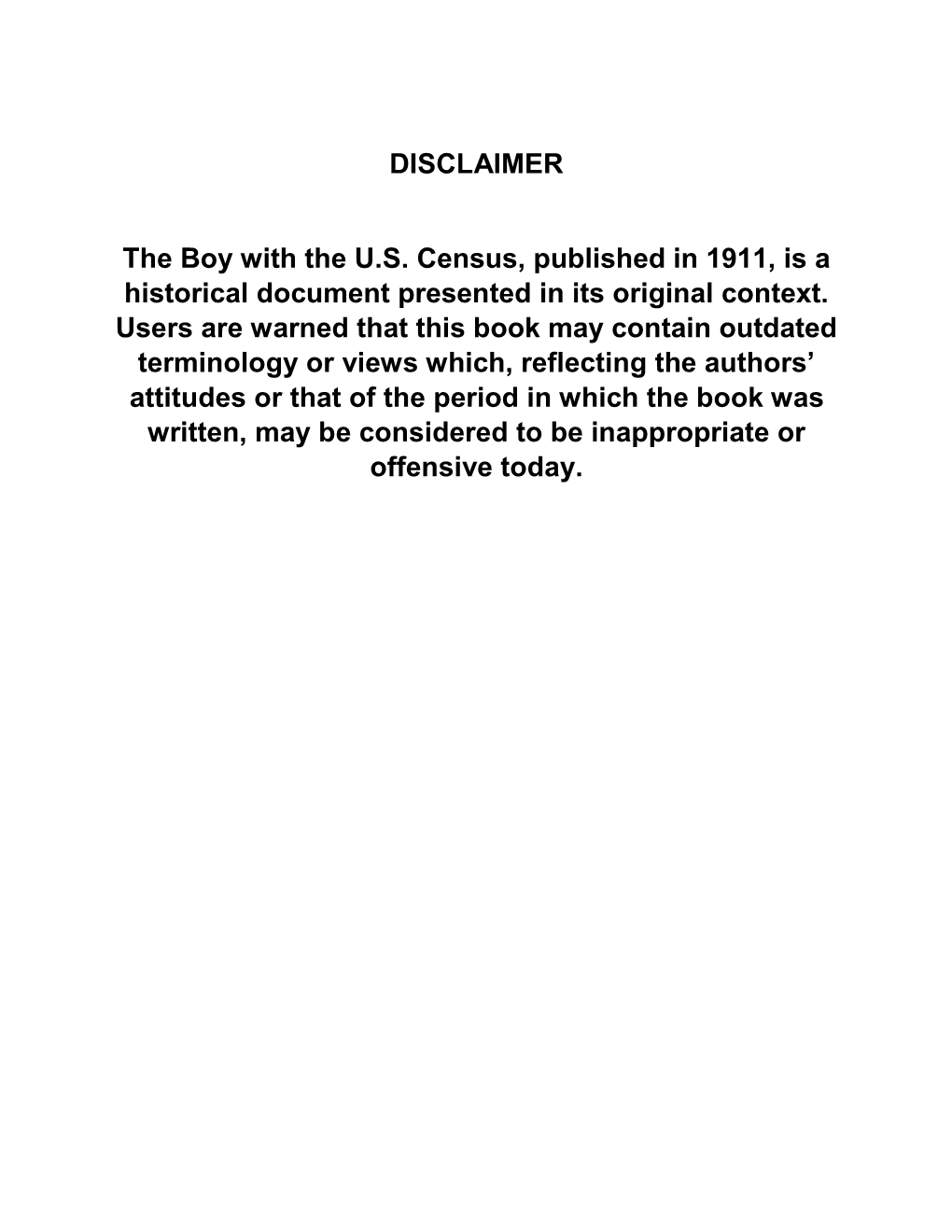 The Boy with the U.S. Census, Published in 1911, Is a Historical Document Presented in Its Original Context