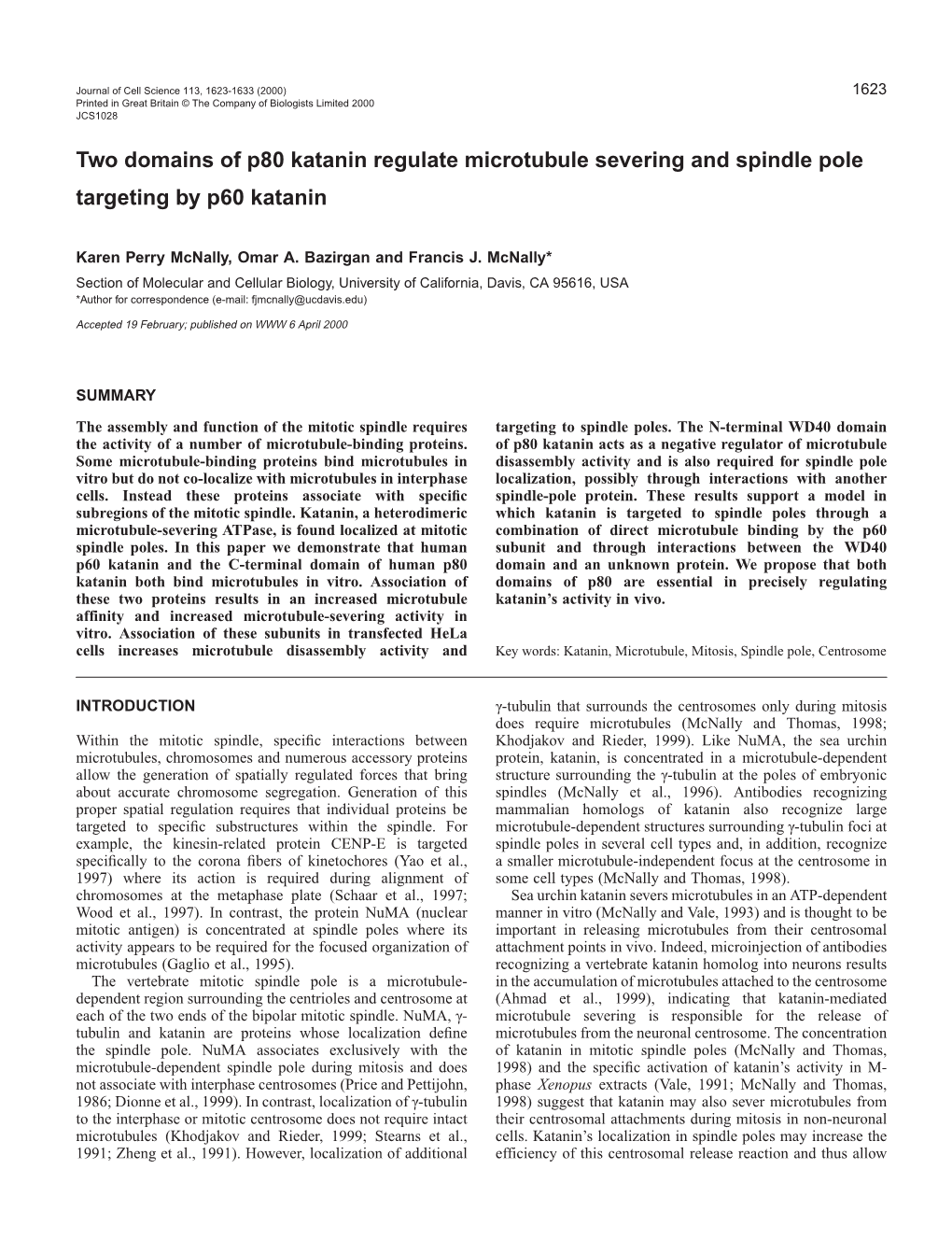 Spindle Pole Targeting of Katanin 1625