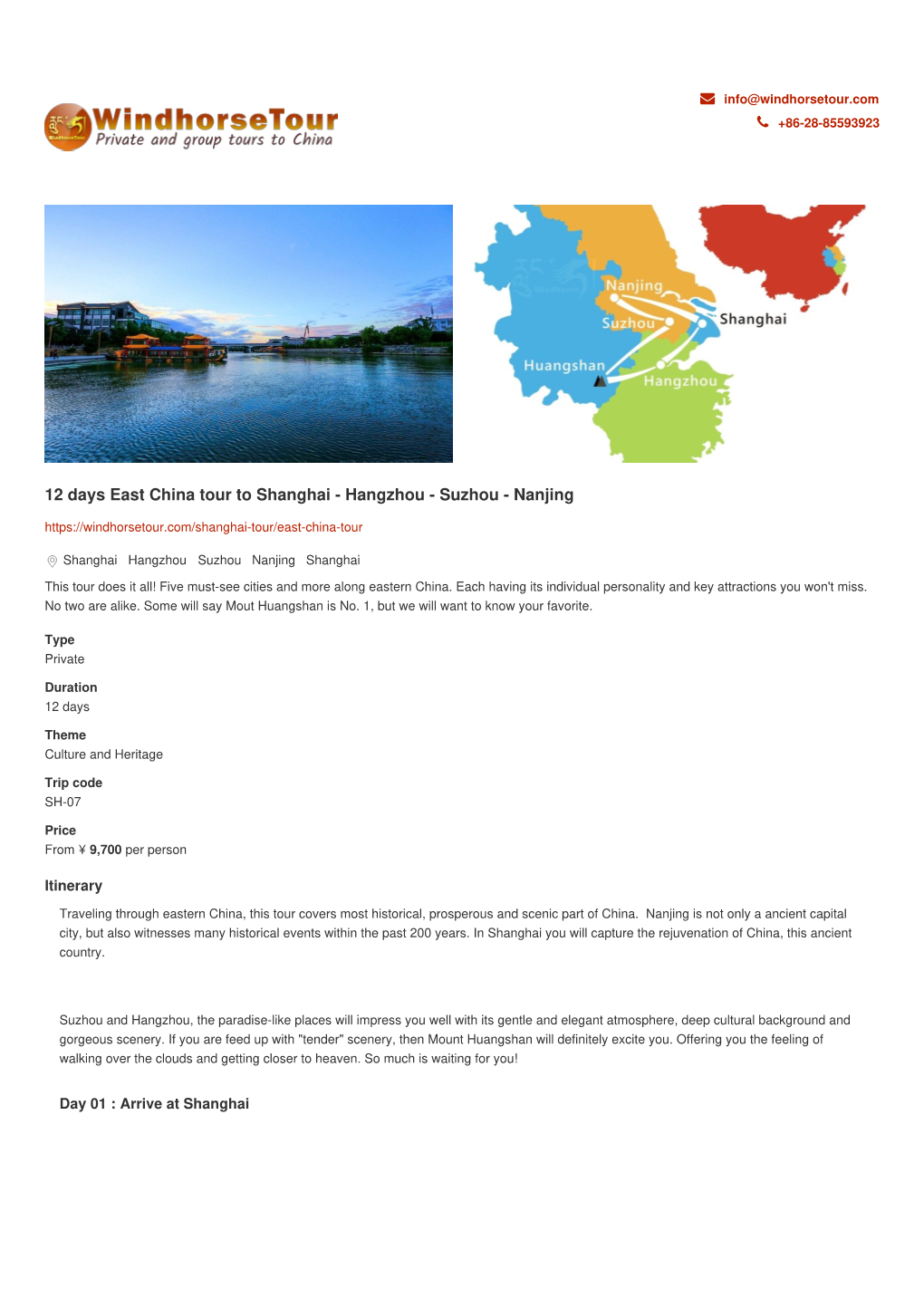 12 Days East China Tour to Shanghai - Hangzhou - Suzhou - Nanjing