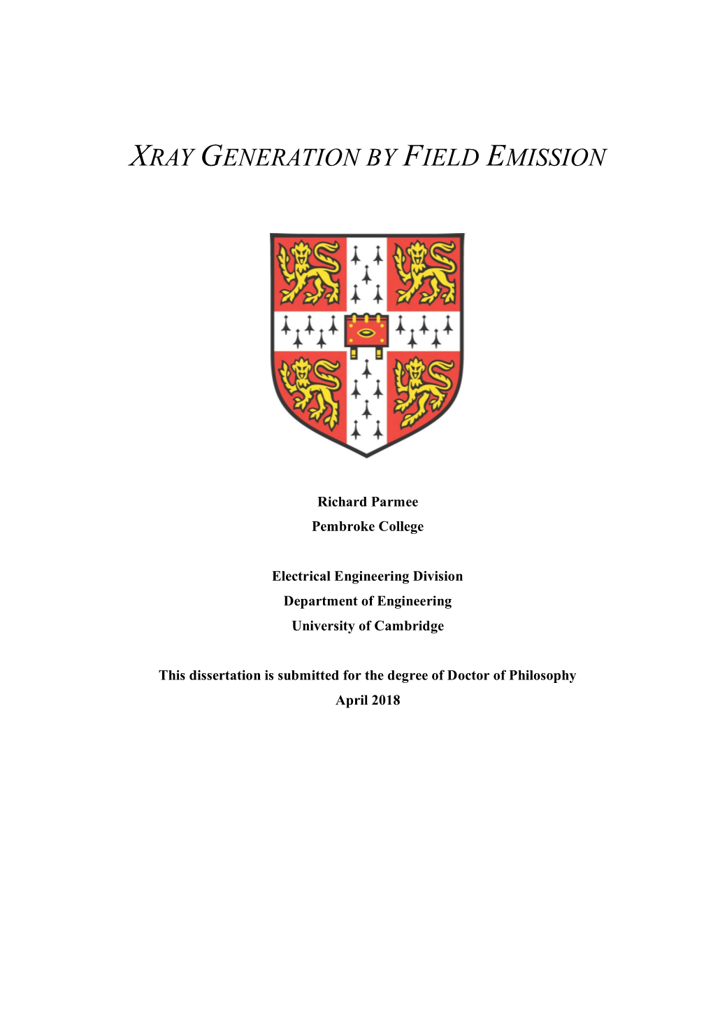 Xray Generation by Field Emission