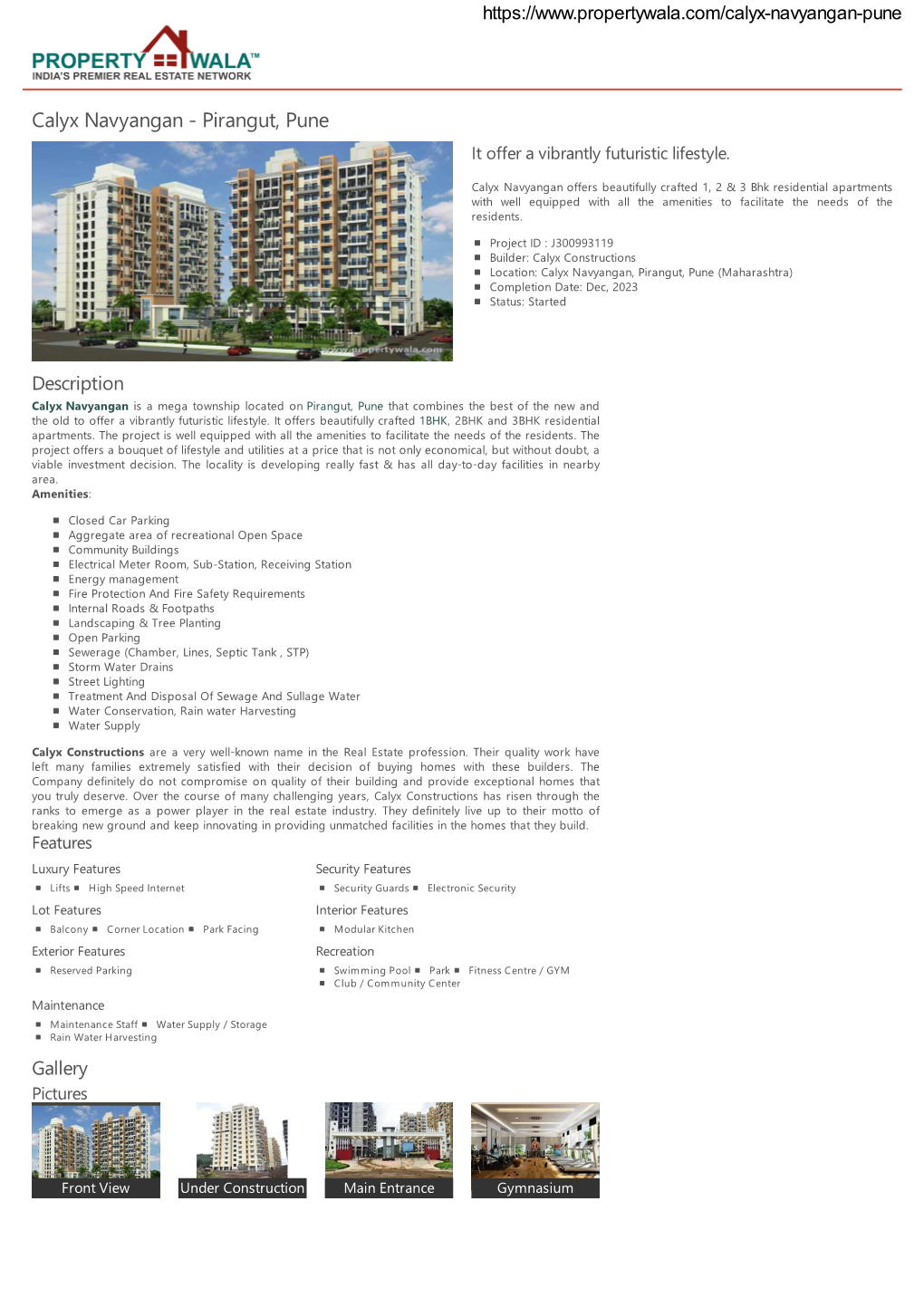 Calyx Navyangan - Pirangut, Pune It Offer a Vibrantly Futuristic Lifestyle