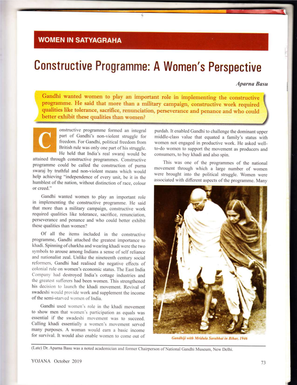 Constructive Programme: a Women's Perspective