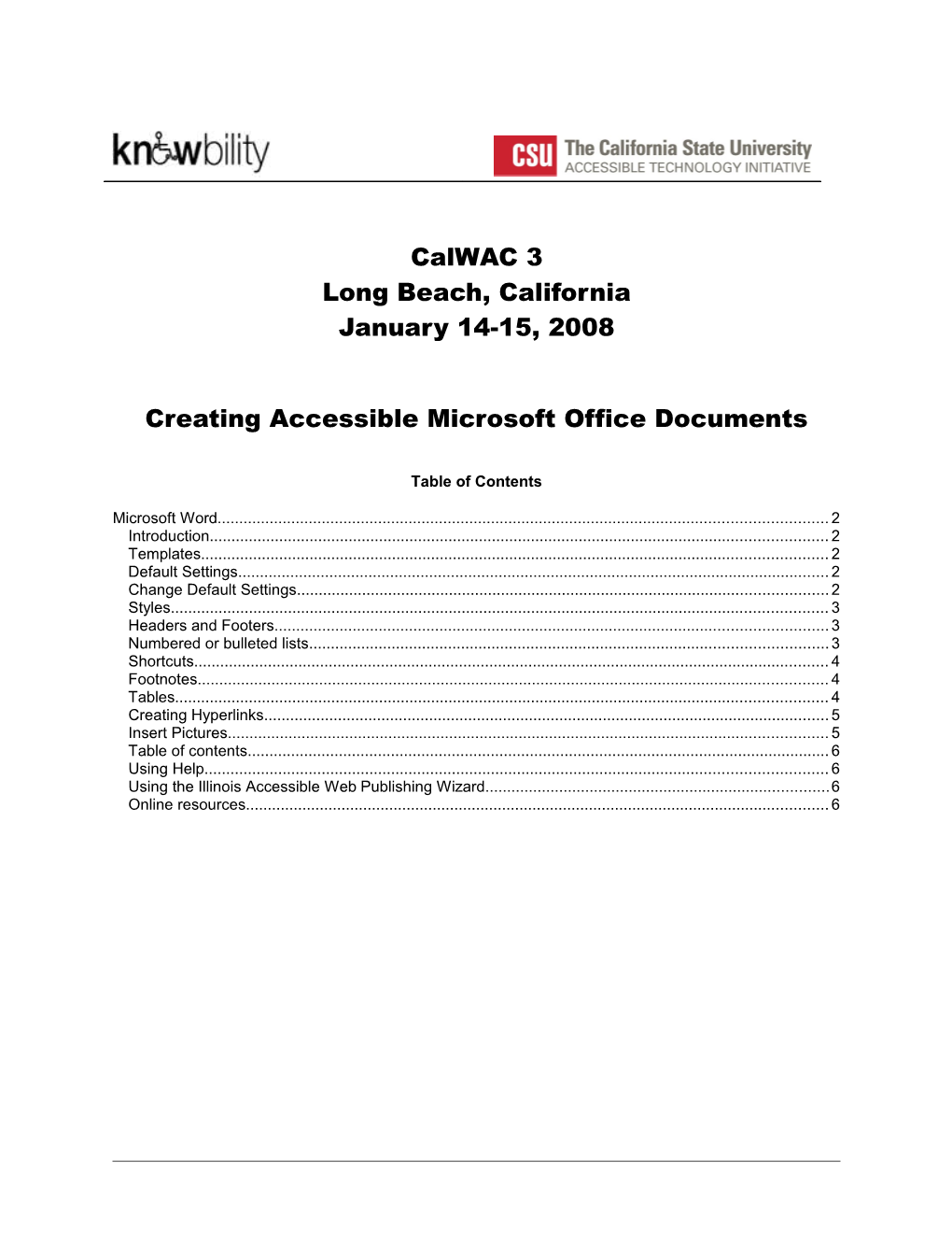 Creating Accessible Microsoft Word 2003 Documents