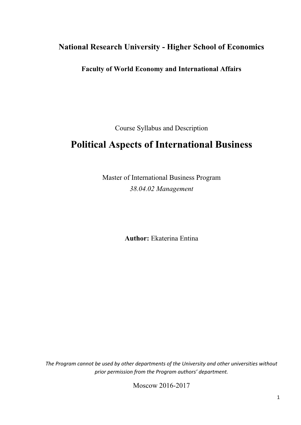 Political Aspects of International Business