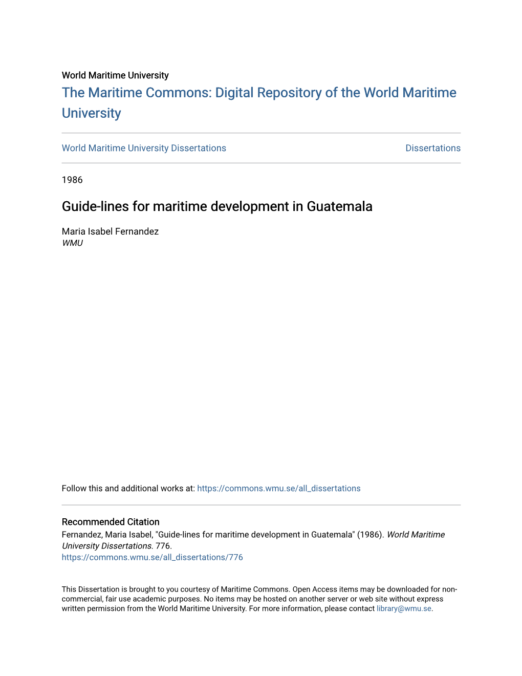 Guide-Lines for Maritime Development in Guatemala