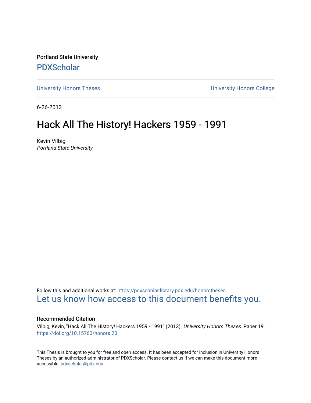 Hack All the History! Hackers 1959 - 1991