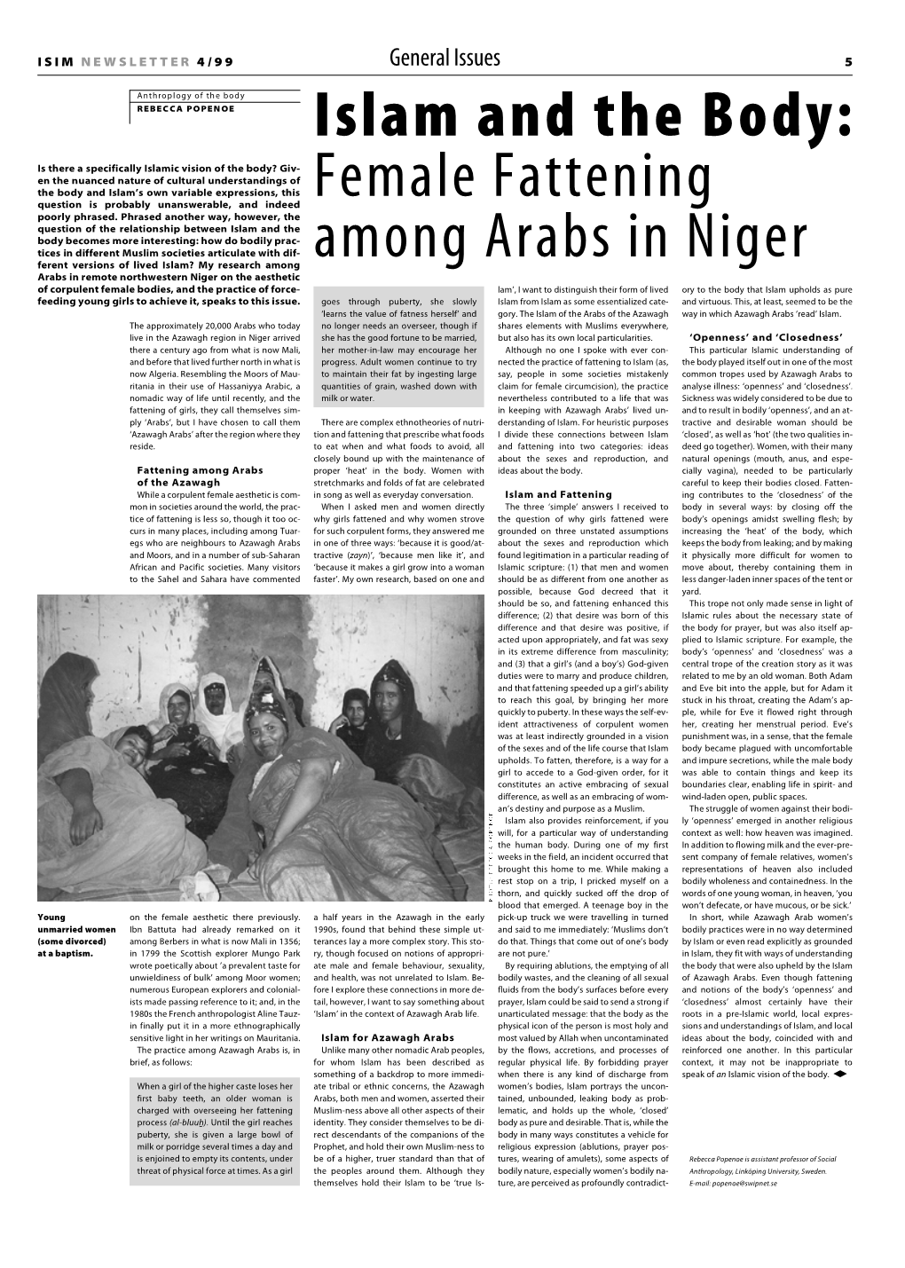 Islam and the Body: Female Fattening Among Arabs in Niger