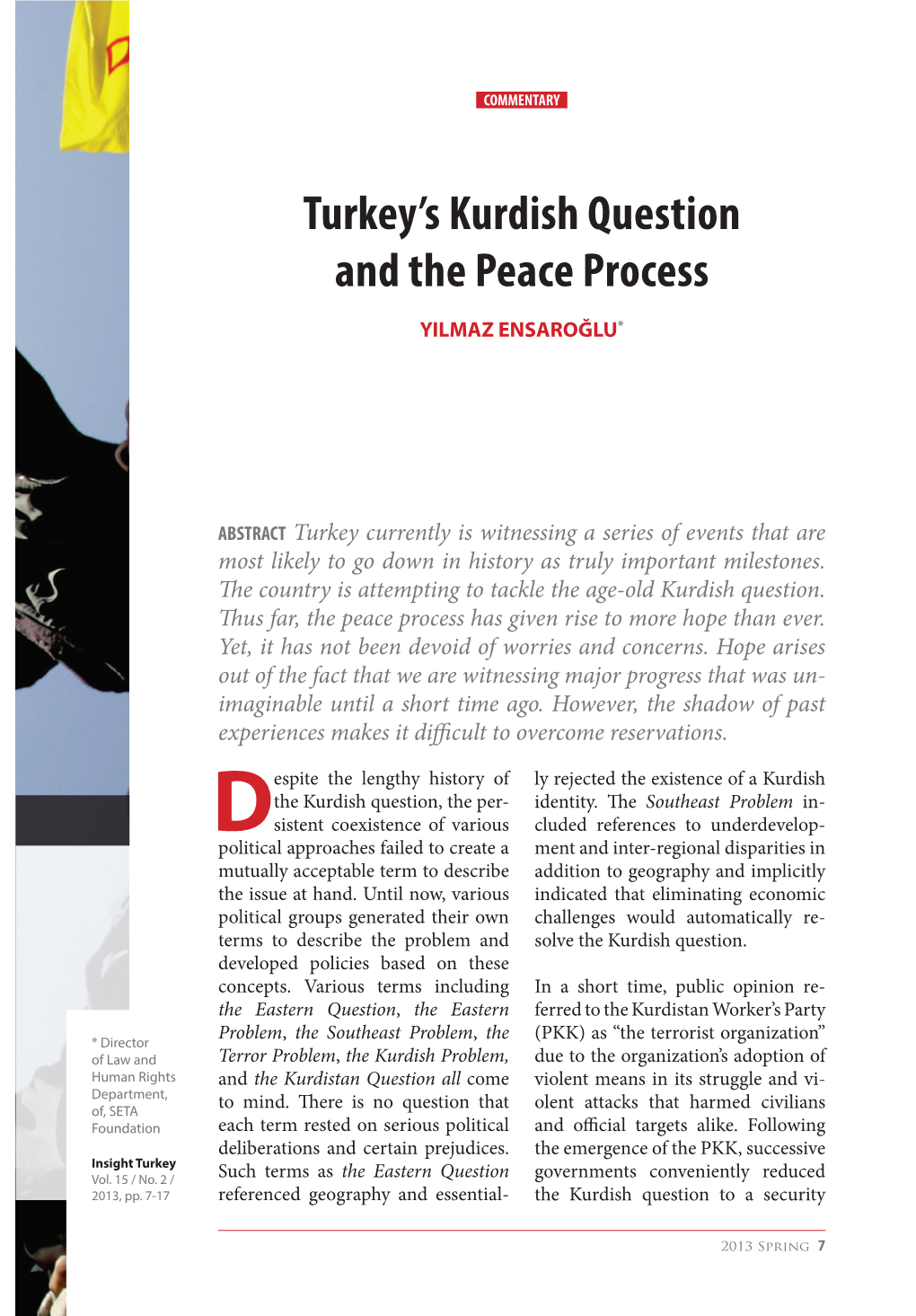 Turkey's Kurdish Question and the Peace Process