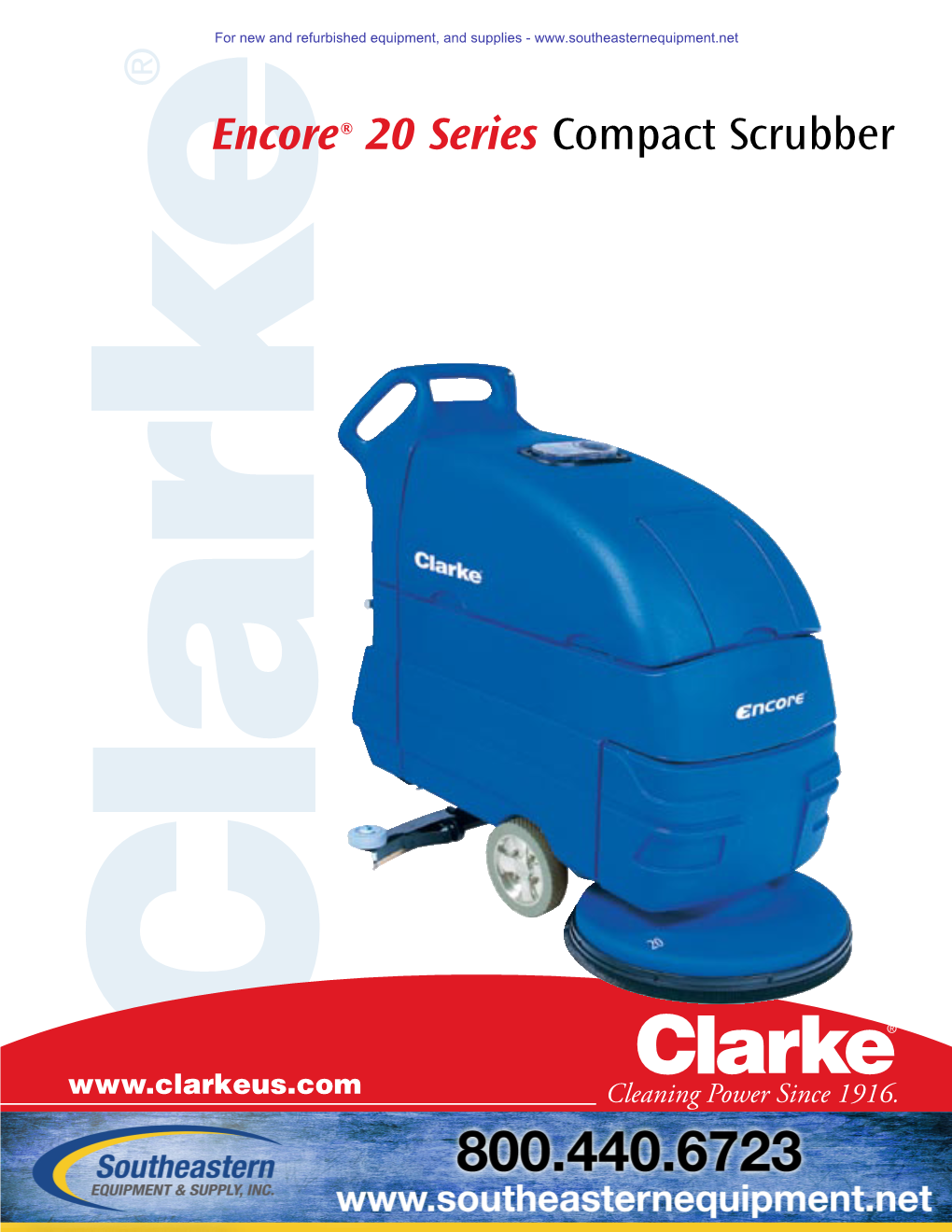 Clarke Encore 20 Series Floor Scrubber Brochure