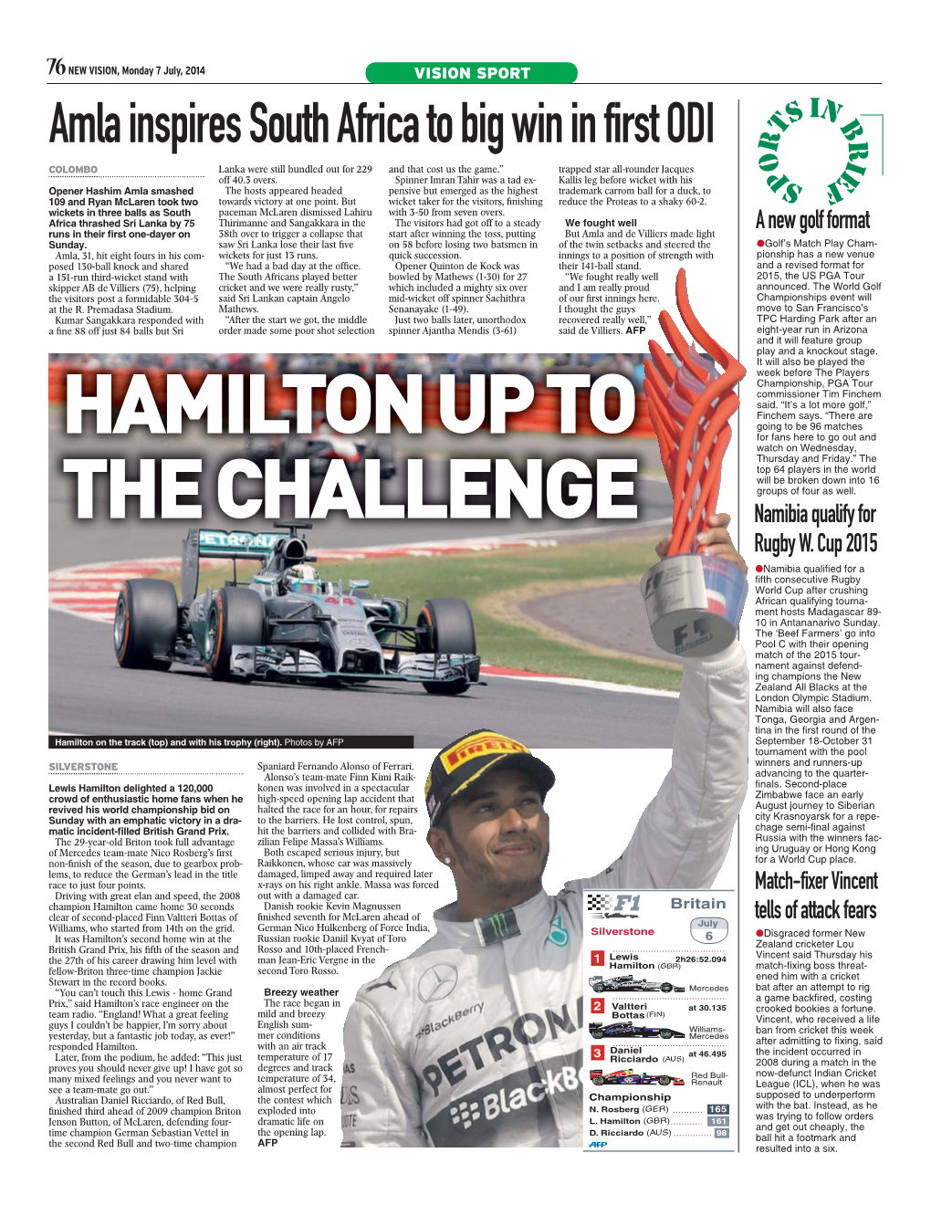 Hamilton up to the Challenge