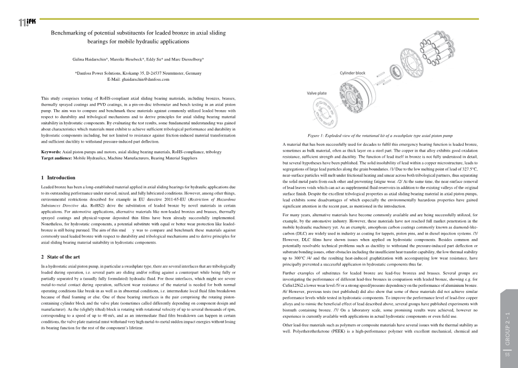 Benchmarking of Potential Substituents for Leaded Bronze in Axial Sliding Bearings for Mobile Hydraulic Applications