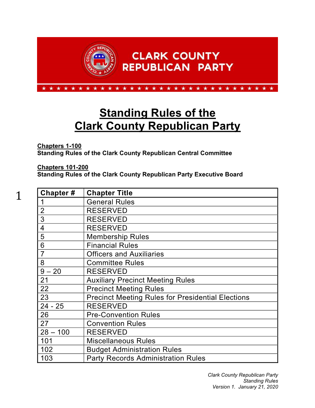 CCRCC Standing Rules