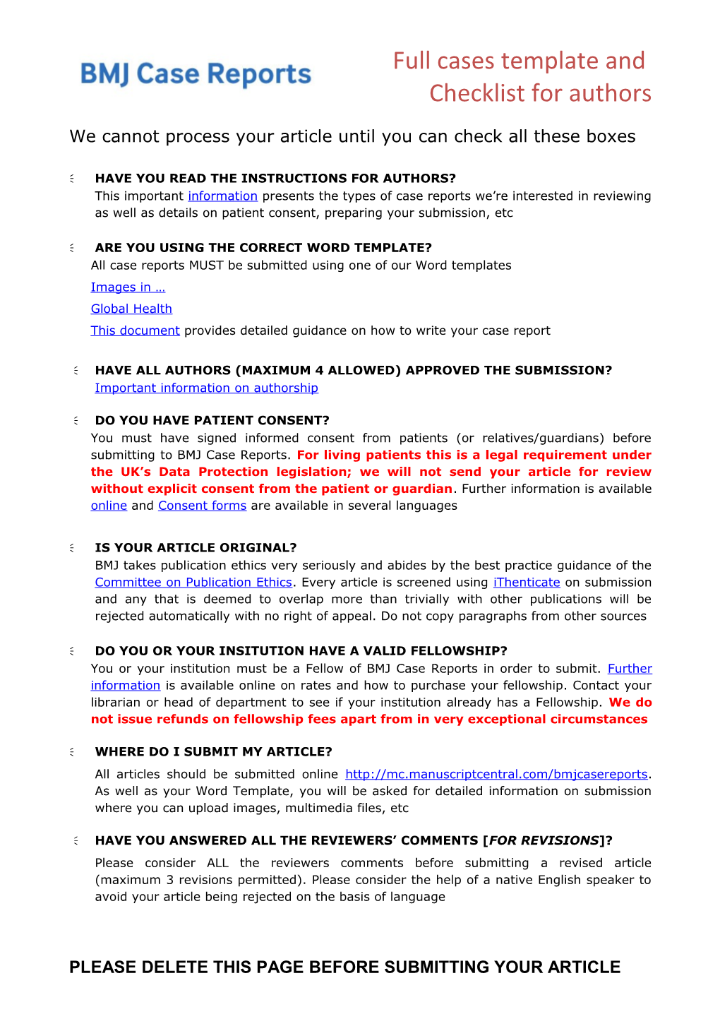 Template for BMJ Cases