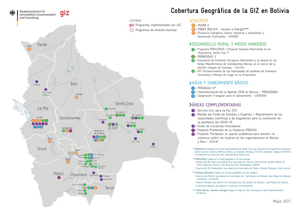 Cobertura Geográfica De La GIZ En Bolivia