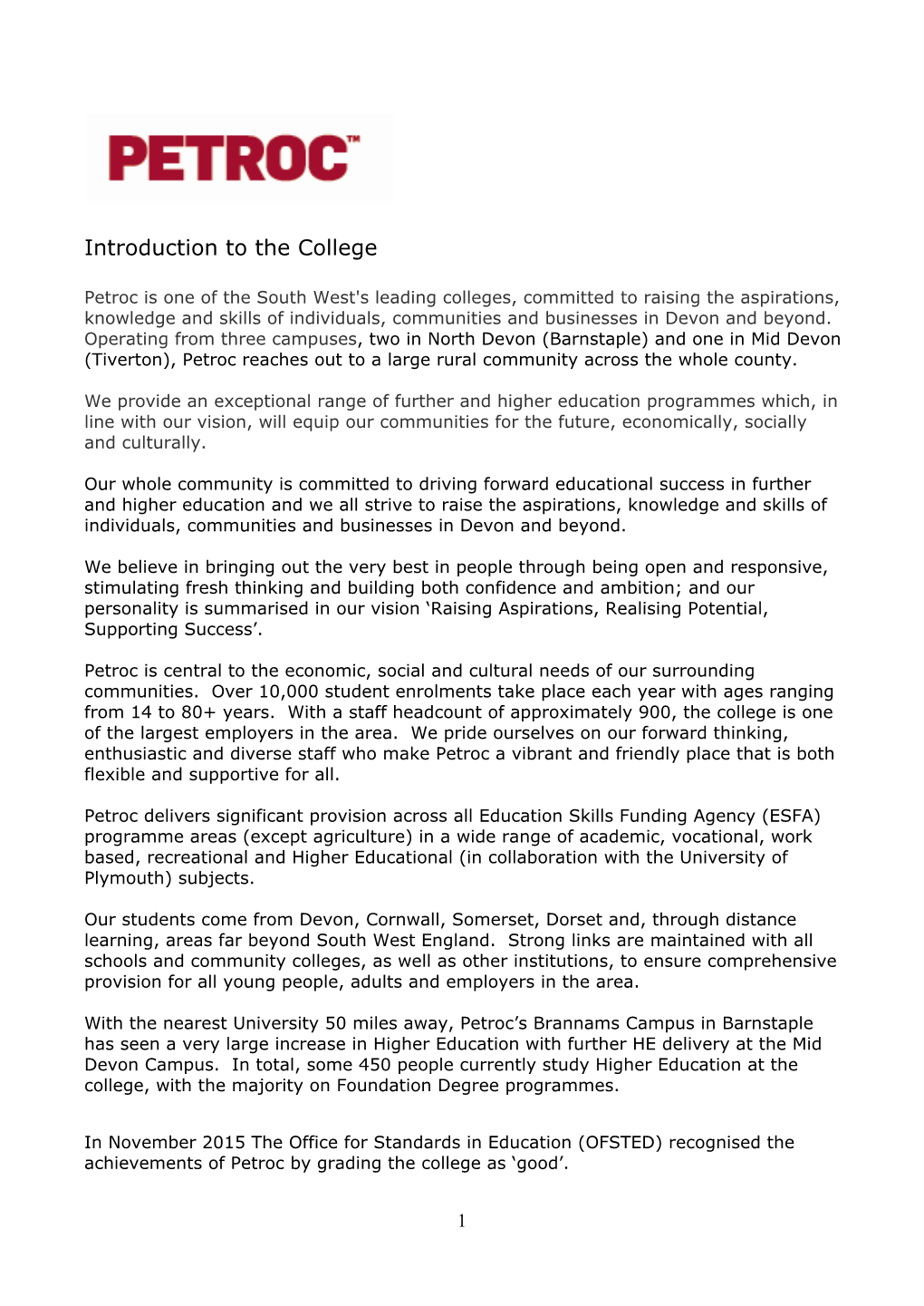 Introduction to the College