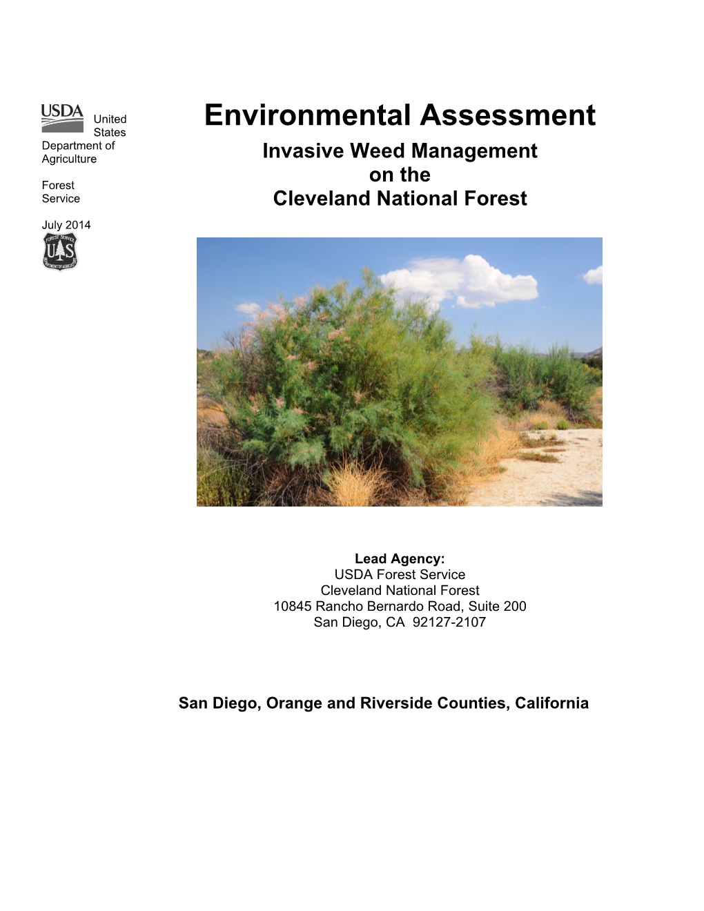 Environmental Assessment Invasive Weed Management on the Cleveland National Forest