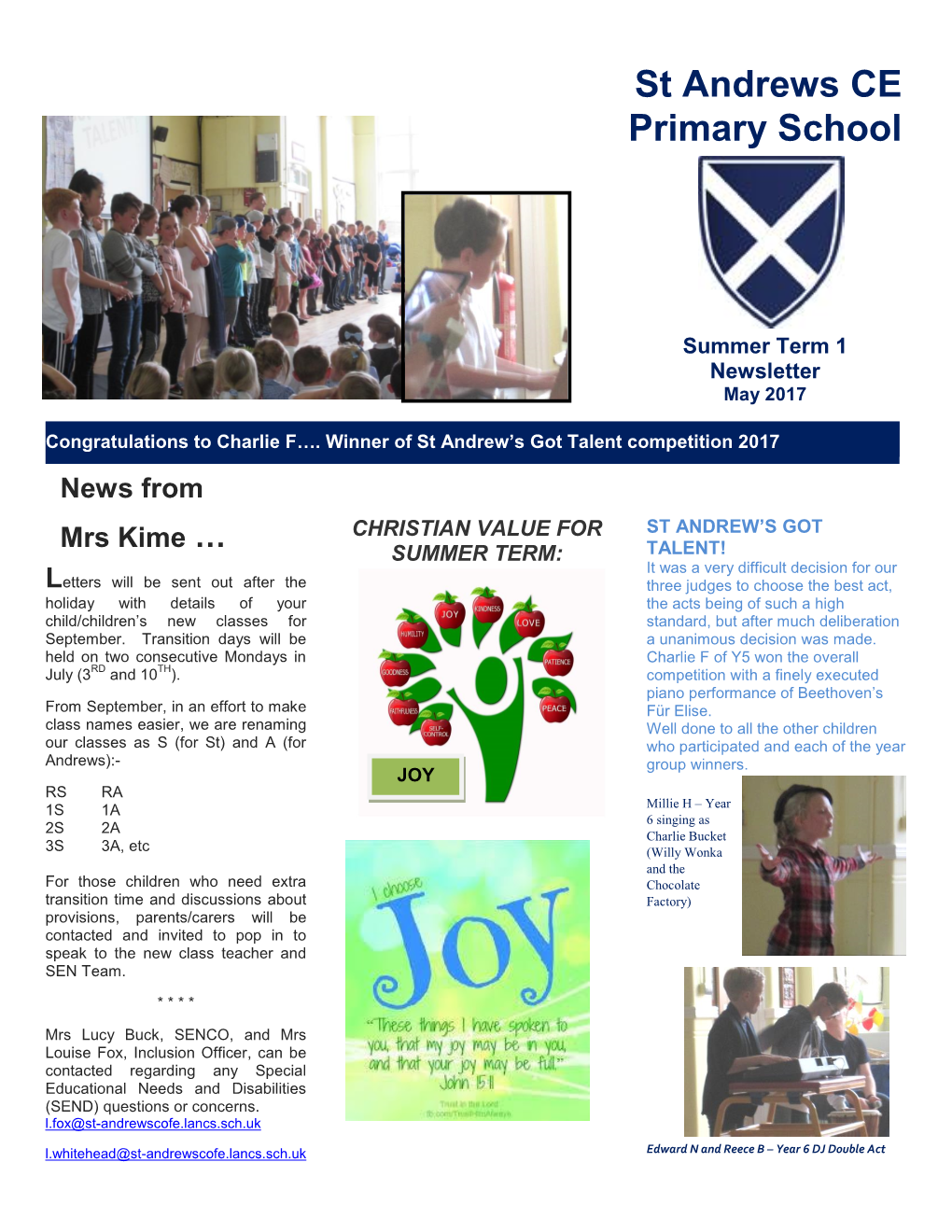 News from Mrs Kime … St Andrews CE Primary School