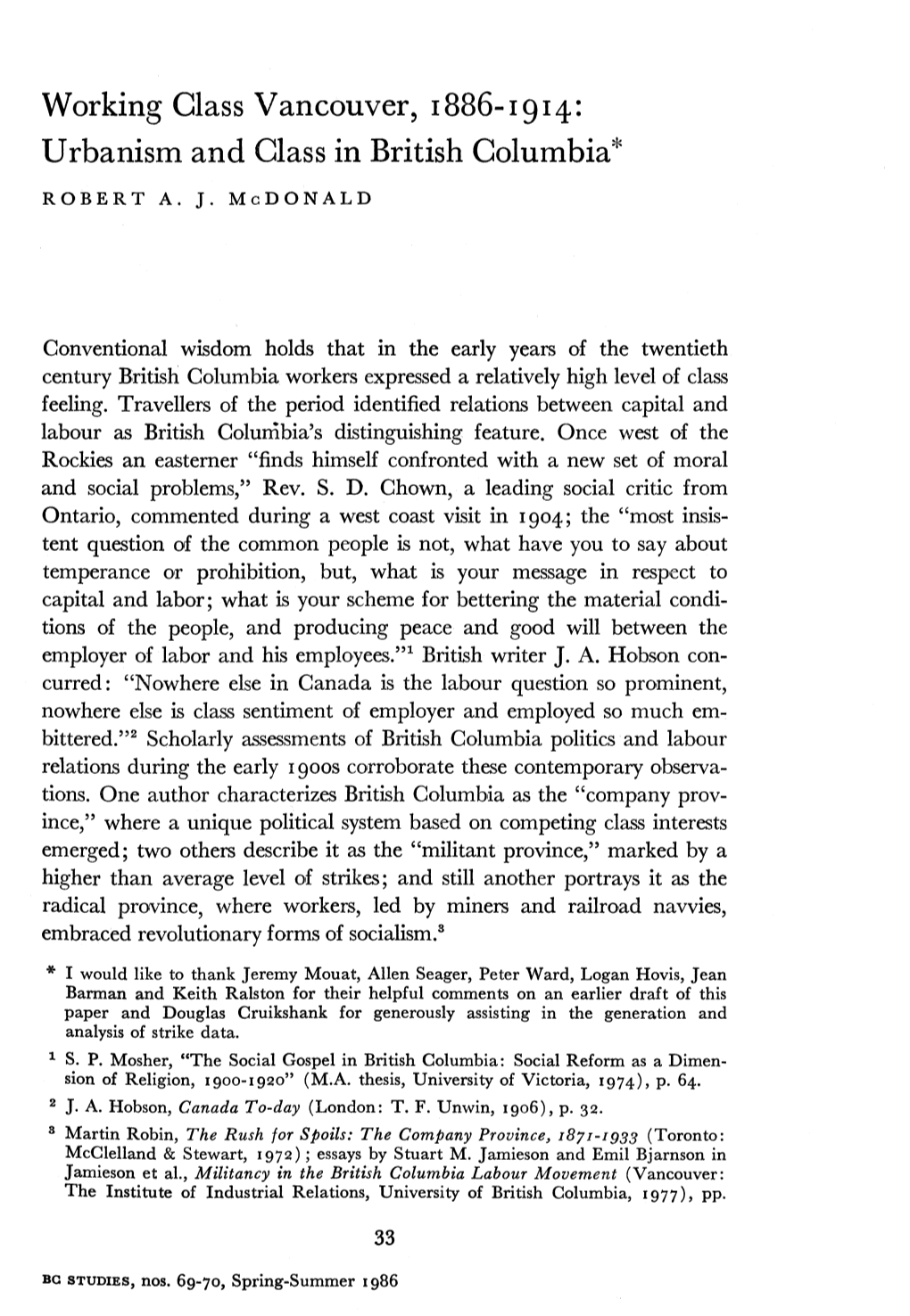 Working Glass Vancouver, 1886-1914: Urbanism and Glass in British Columbia1